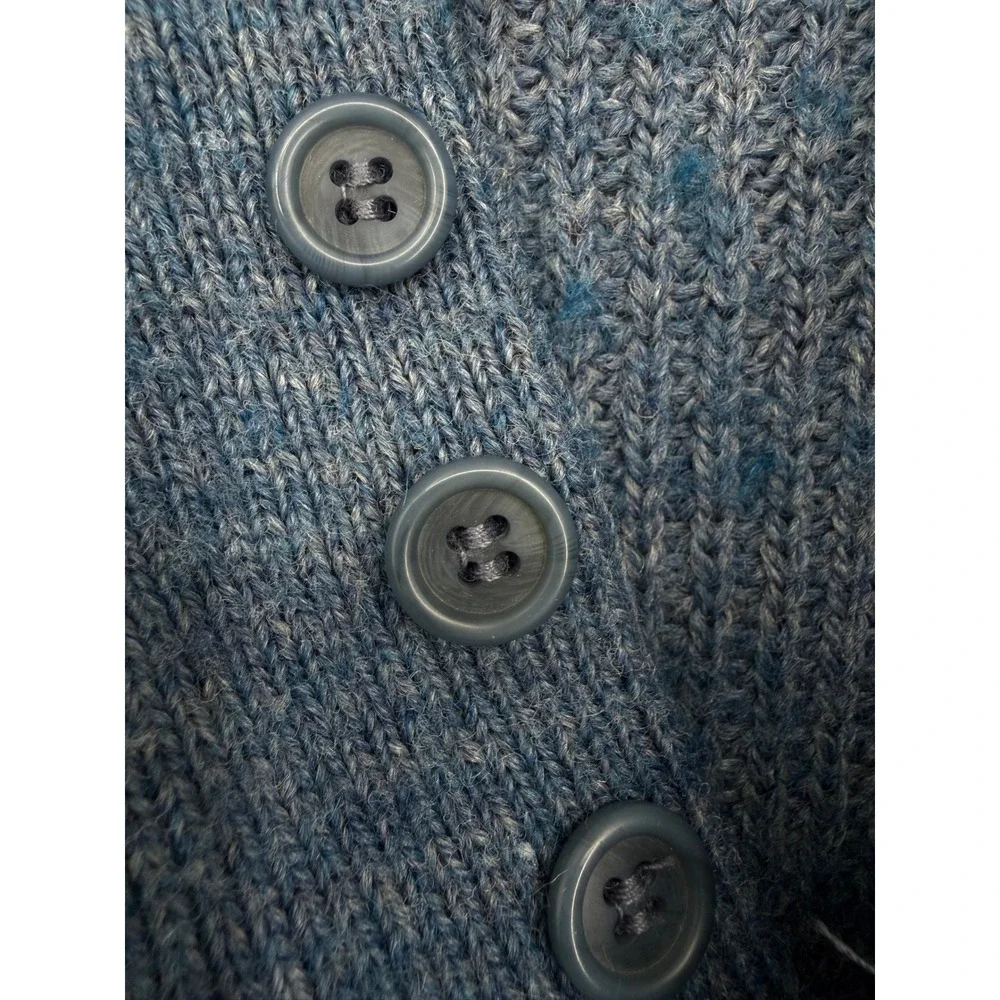 Vtg LL Bean High Trek Wool Yarn Knit Sweater Mens Medium Tall Blue Marl USA